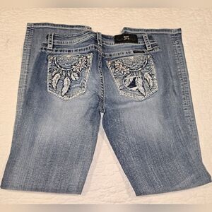 Miss Me Light Blue Embroidered Cropped Jeans